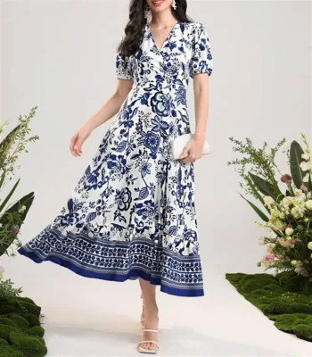 OEM CUSTOM Elegant Womens Summer Linen Sweet Lace Sashes Sequined Halter Neck Maxi Dresses New Design for Casual Outfits