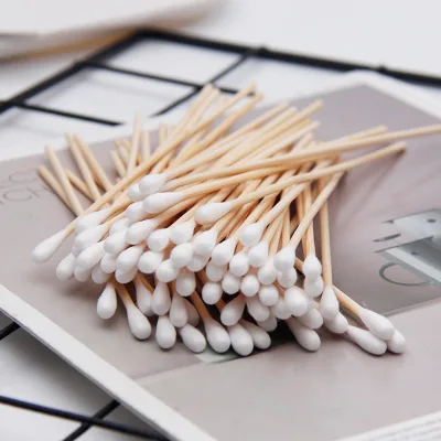 Safe Use Eco-friendly 100% Excellent Natural Cotton Medical Single Tip Applicators Wooden Cotton Swabs
