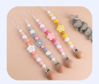 Hot Sale Baby Teether Pacifier Holder with Colorful Silicone Beads Best Quality BPA-Free for Teething
