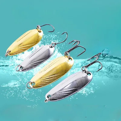 Shell Spoon Lure Blank Flat Vibration Metal Jig with Single Hook Gold Silver Plain Plate Bait for Fishing Factory Direct