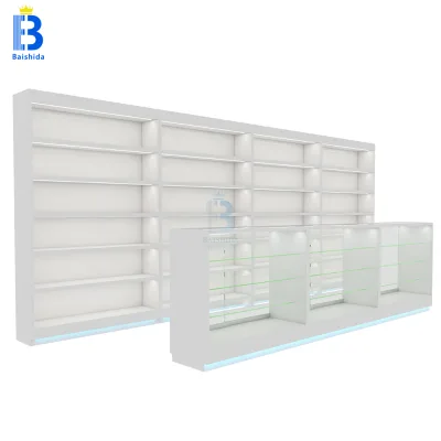 Tempered Glass Cosmetic Island Showcase with Soft LED Light Open Display Design Perfume Makeup Display Cabinet for Mall Store