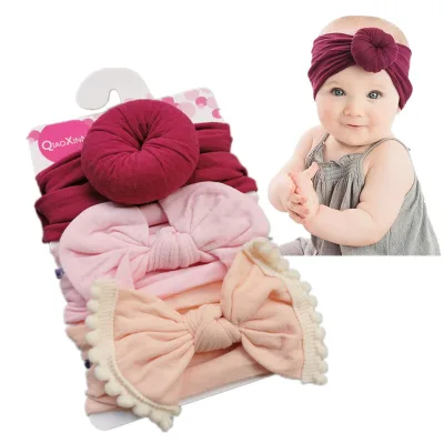 3pcs/set Organic Cotton Elastic Bow Baby Headband for Girls Kids Gift High Quality Soft Rabbit Ears Hairbands for Babies