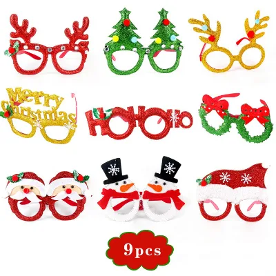 Jincan Wholesale Christmas Decorations Glasses Sets Festive Adult Children Christmas Gifts Hat Head Buckle Pat Ring Toys