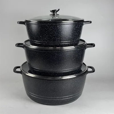 Modern Design Eco-Friendly Glass Lid Casserole Pot Set 32-36-40cm Big Size Ensemble De Casseroles Antiadhésives