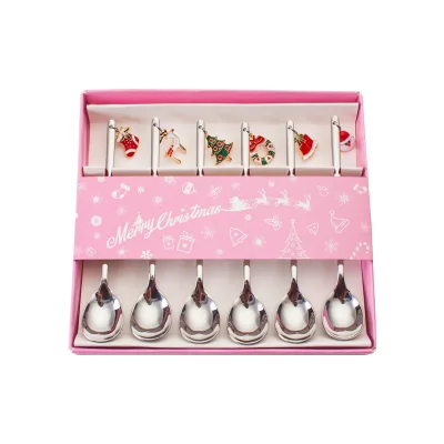 Stainless Steel Christmas Spoon Set Gold Tea Spoon Coffee Mixing Spoon for Gift