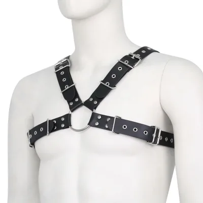 Male Bondage Lingerie Leather Chest Harness Men Adjustable Fetish Gay Clothing Sexy PU Strappy Belt Body Chest Harness