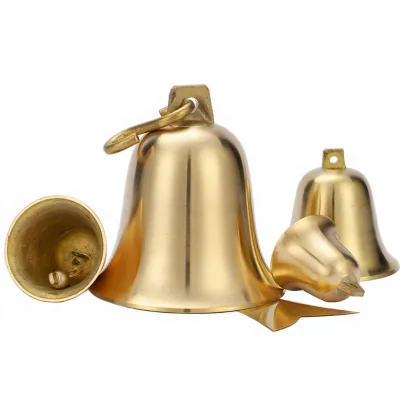 Factory-Wholesale Round-Mouth Copper Bells Large Temple Wind Chimes Brass Pendants Horn-Shaped Bells School Class-Bell Sounders