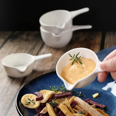 Tomato Sauce Dipping Dish, Jam Dish, Western Side Dish, Condiment Dish with Handle, Ceramic Handle Dish