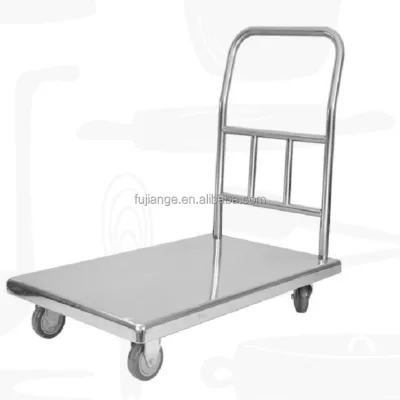 304 Stainless Steel Folding Flatbed Pull Carts Electric Material Transport Workshop Handling Trolley with 8L Capacity