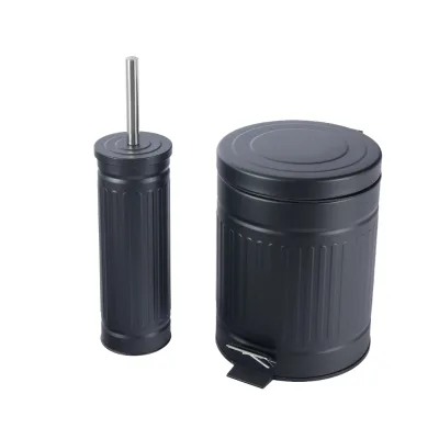 1.3Gal Rust-Proof Luxury Indoor Small Garbage Bins and Waste Collection Bath Room Mini Pedal Trash Can Black Metal Iron Cover