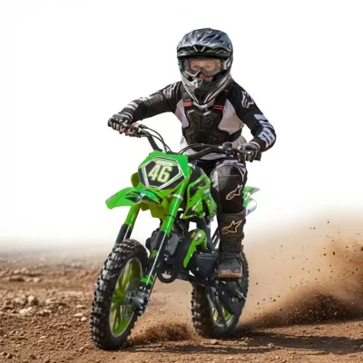 Cheap Price Green 49cc Kids Gas Dirt Bike with Pull Start Max Speed Under 40km/h Made in Anhui