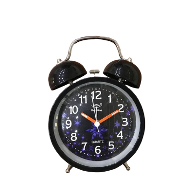 4 Inch Twin Bell Alarm Desk Table Clock 3D Dial Metal Frame with Backlight Function Needle Display for School Home Office Decor