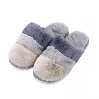 Wholesale Winter Women Warm Faux Fur Home Slippers Cross Soft Plush Fur Shoes Fashion Woman Slipper