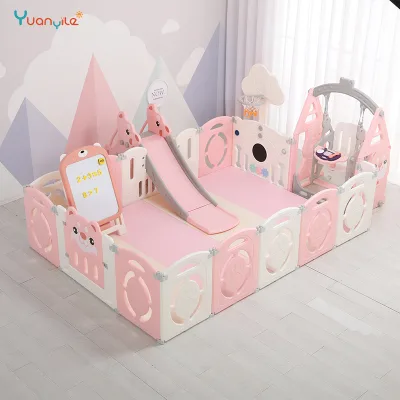 2024 New Design Puppy Theme Rectangle Playpen Kids Baby Playpen Folding