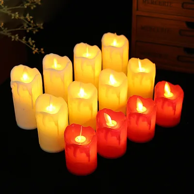 Flameless LED Candles Swaying Wick Ivory Red Color Battery Powered 12 Boxes Per Set-Christmas Halloween Birthdays Home Decor