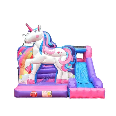 unicorn Kids Commercial Bouncer Castle Inflatable Combo with Slide Jumping House Inflatable Combo for Sale