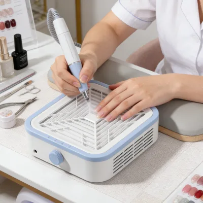 SNRQI Popular Nail Dust Collector Escalate White Blue 120w Manicure Polishing Tool Acrylic Strong Nail Cleaner for Nail Salon