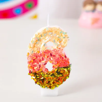 Princess Crown Sequins Cake Numeral for Birthday Themed Party Number Candle Birthday