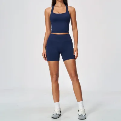 New Arrival Seamless Spandex/Nylon Yoga Set Tight-fitting High-waisted Butt-lifting Tummy-contouring Breathable Gym Set