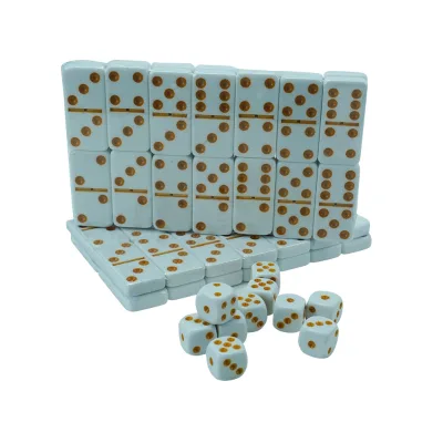 Factory Wholesale 16mm White Dice Double 6 Bone Dominoes Set Custom Color and logo for Table Game