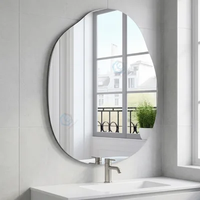 Wholesale Custom Size Irregular LED Smart Art Deco Backlit Asymmetric Decorative Float Glass Shandong Made Mirror ECOLIVING