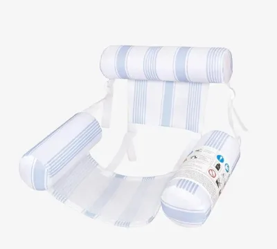 Cross-border Factory-direct Sale PVC Inflatable Water Bed Oxford-fabric air Mattress with Floating Seat Backrestready