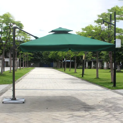 Commercial Heavy Duty Square Roma Umbrella Double Top Windproof Cantilever Patio Sunshade for Resort