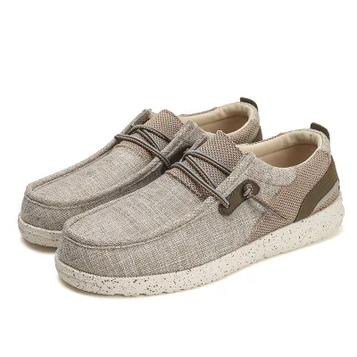 Wholesale Fashion Designer Men Casual Cloth Shoes Canvas Slip on Loafers Vintage Flat Boat Shoes Non Slip Casual Shoes for Men
