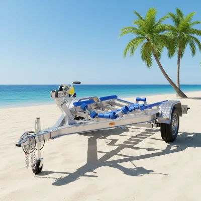 Premium Bunk Style Aluminum Boat Trailer Tandem Axle Rust-Resistant Boat Trailer with Hydraulic Brakes