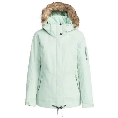 Mint Green Insulated Ski Jacket with Detachable Hood Multi Zipper Pockets for Skiing Snowboarding Winter Outdoor Sports