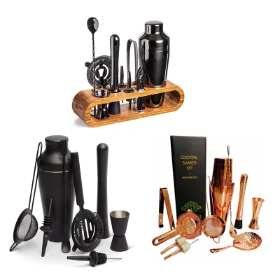 Luxury Cocktail Shaker Gift Set/bar Tool Set in Wooden case for Yazi Blackleaf Black Cow Whishkah River