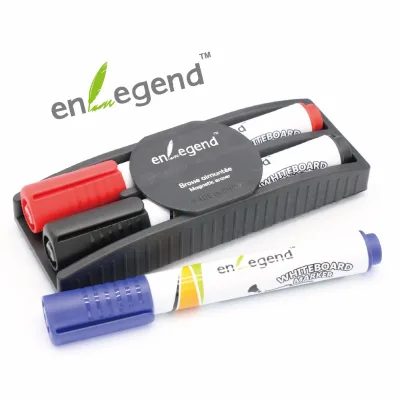 Customizable Enlegend KIT001 Magnetic Whiteboard Eraser with 6-Color Marker Holder & Logo for Offices & Classrooms