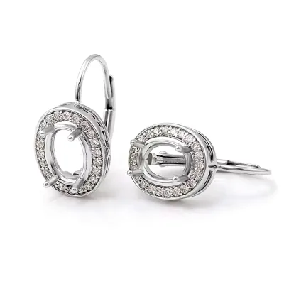 10K White Real Gold Semi Earring Mounts With French Lock Back Made by Good Manufacturer Wedding Girl Earrings Wholesale Price
