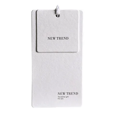 Custom Cardboard Paper Tags Hanging Clothing  Label Swing Tag Personalized Name Knotted Strings hang Tag for Clothing Hangtag