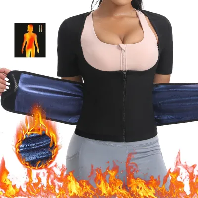 Women's Cross-Border Waist Training Vest Single Belt Slim Fit Sauna Sweat Short Sleeve Firm Control Exercise Fitness Tops