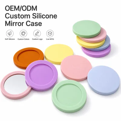 OEM Custom Silicone Pocket Mirror Case With Soft Protective Cover and Custom Logo for Beauty Gift and Travel Accessory Brands