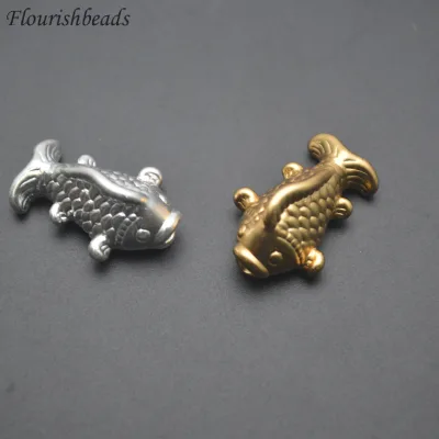Chinese Style Card Shape Gold Silver S999 Pure Silver Through-hole Big Size Sterling Spacer Beads for Fine Jewelry Making