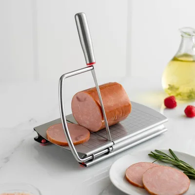 Stainless Steel Cheese Slicer French Fry Cutter Replaceable Wire Cheese Cutter Includes Board Measuring Grids Dishwasher