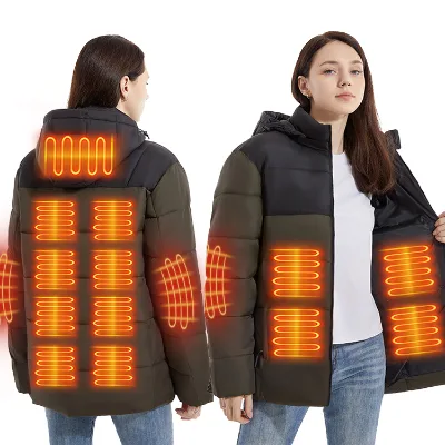 Smart Heating Clothes Plus Size 15 Area Warm Clothes Intelligent Control Outdoor Hoodie Heated Jacket