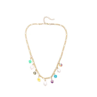 Beach Holiday Colorful Flower Pearl Collar Chain Forest Fairy Soft Pottery Small Flower Chain Necklace Pastoral Style Necklace