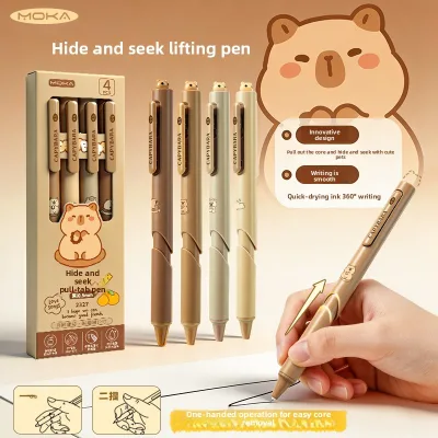 Custom Print Kawaii Gel Pen Bulk Stainless Steel Gel Pen Kawai Set 0.5mm School Student Stationery Supplies 4pcs/box Black Ink