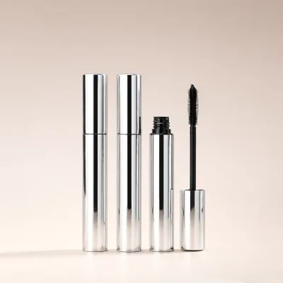 Wholesale Vegan Mascara Waterproof Liquid Silver Cylinder Tube for Smooth Fiber Curled Natural Length Smudge Proof Eye Makeup