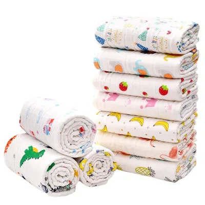 Hot Sell New Style 100%cotton Baby Comfortable Blanket Newborn Cartoon Cute Blanket Baby Soft Absorb Water Blanket