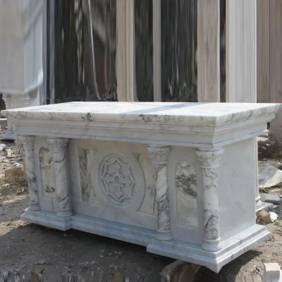 Hot Sale Indoor Custom Hand Carved Traditional Religious Catholic Natural Marble Church Altar Stone Table for Church