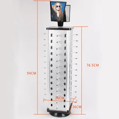 Round Square Sunglass Store Rotating Metal Glasses Stand Eyewear Display Stand Sunglasses Countertop Display Shelf