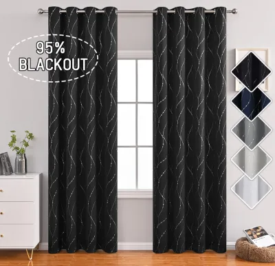 Drapery Curtain Ceiling Tent Silicone Pu Coating Shoe Embossed High Blackout Rate Hot Gold Decorative Curtain for Living Room