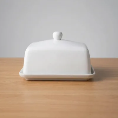 Extra Large Ceramic Butter Dish with Lid Fits 500g Full Block, Rectangular Porcelain Butter Keeper for Countertop