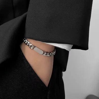 Hot Sale Custom Letter Name Chunky Cuban Curb Hiphop Stainless Steel Bracelet for Women and Men