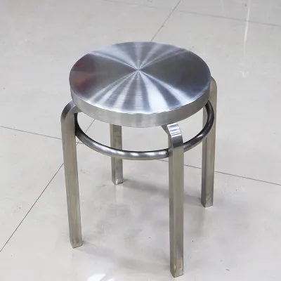 Modern Heavy Duty Indoor Outdoor Stacking Brushed Stainless Steel Stool Eco-Friendly for Hotels Restaurants Commercial Spaces