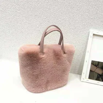 2022  Winter  Fashion Faux Fur Bag   Women  Fur   Handbags   Girl  Rabbit  Fur Bags